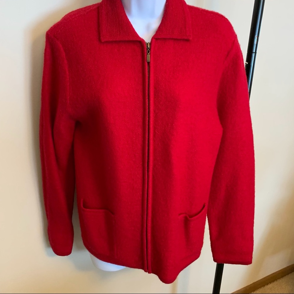 Casual Corner Annex - Zip Front Jacket Red Wool